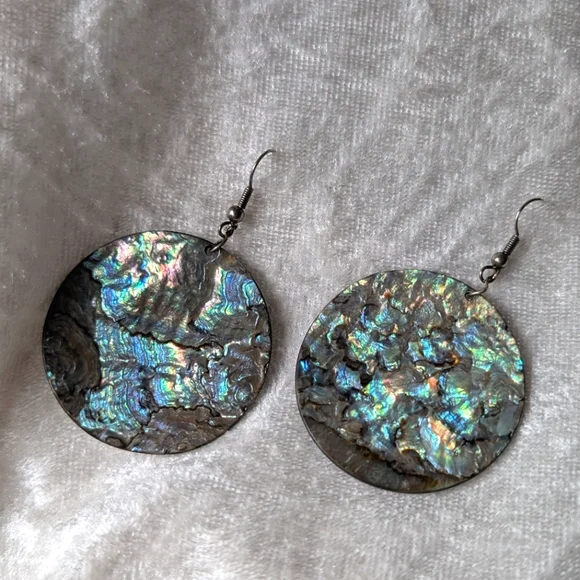 handmade Paua Large Abalone Shell Earrings Circles